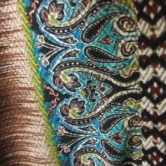 SUSAN GRAVER TURQUOISE & BROWN LONG JACKET - Picture 5 of 6